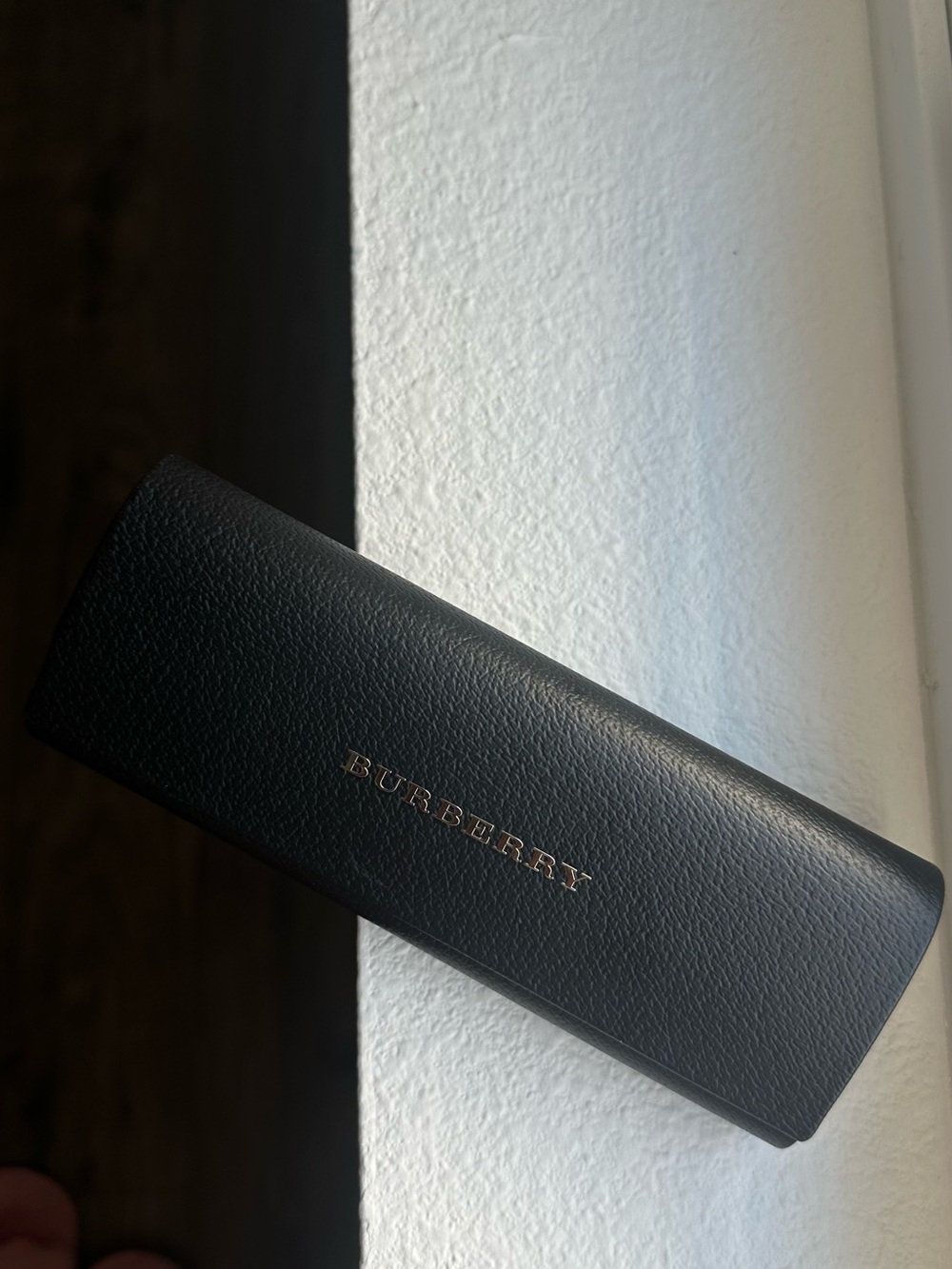 Burberry Black Leather Eyewear Case with Gold Logo